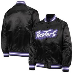 Mitchell & Ness - Toronto Raptors Hardwood Classics Satin Raglan Full-Snap Jacket - Noir - Homme Taille: Yth XL