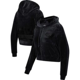 Sweat à capuche Pro Standard New York Knicks triple noir en velours avec fermeture éclair pour femme - Homme Taille: 2XL