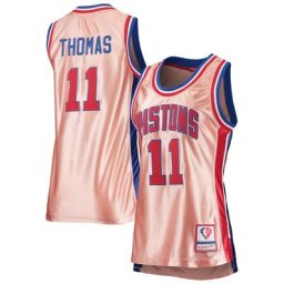 Maillot Femme Mitchell & Ness Isiah Thomas Rose Detroit Pistons 75e Anniversaire Or Rose 1982 Swingman - Homme Taille: S