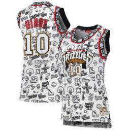 Maillot Femme Mitchell & Ness Mike Bibby Blanc Vancouver Grizzlies 1998 Doodle Swingman - Homme Taille: S