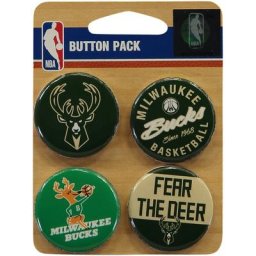 Badge de bouton Milwaukee Bucks - Paquet de 4 - unisexe Taille: One Size Only