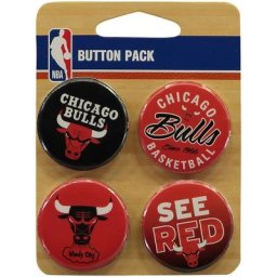 Badge de bouton Chicago Bulls - Lot de 4 - unisexe Taille: One Size Only