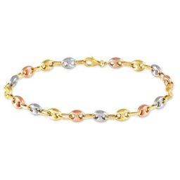 Bracelet Dami Maille Grain De Cafe Or Tricolore