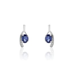 Bijoux D'oreilles Emotion Or Blanc Saphir Diamant