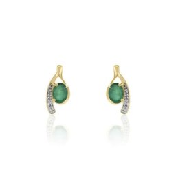 Bijoux D'oreilles Emotion Or Jaune Emeraude Diamant
