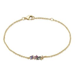 Collier Ikaia Plaqué Or Jaune Aqua Marine Synthétique Oxyde