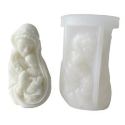 Moule à bougie en Silicone vierge marie avec bébé moule à savon fait à la main moule à bonbons au