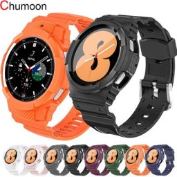 Bracelet en fibre de carbone pour Samsung Galaxy Watch 4 étui robuste en TPU bracelet classique
