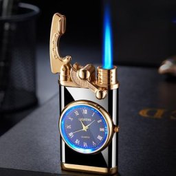 Briquet coupe-vent gonflable pour homme culbuteur allumage automatique briquet flamme bleue