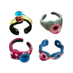 Anneau de doigt de globe oculaire cool pour les femmes et les filles anneaux empilables Y2K bijoux