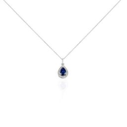 Collier Dorthy Or Blanc Saphir Et Diamant