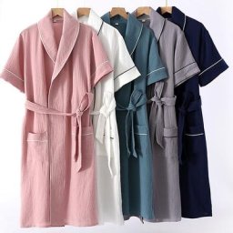 Peignoir d'été pour femmes 100% coton vêtements de nuit robe à manches courtes vêtements de