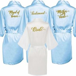Robes de chambre en satin pour femmes grande taille bleu clair vêtements de nuit demoiselle