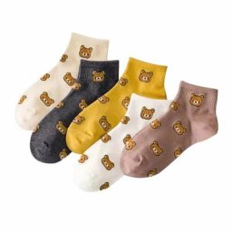 Chaussettes d'ours de dessin animé pour femmes courtes chaussettes de rinçage pour filles animal
