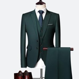 Costume de mariage de luxe 3 pièces pour homme costume de bureau slim de couleur unie ensemble