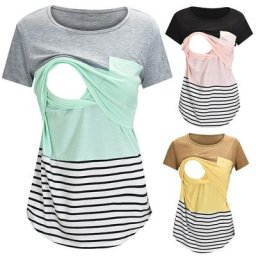 ALTERClothes-T-shirt d'allaitement décontracté pour femme imprimé rayé manches courtes nouveau