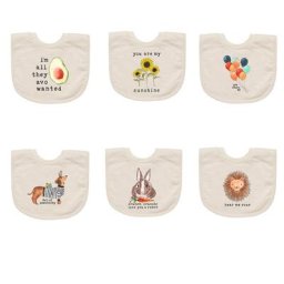67JC – bavoir imperméable en coton doux pour bébé serviette de salive mignon doux imprimé tissu