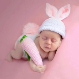 Vêtements de photographie pour nouveau-né lapin costume tricoté au crochet tenues pour bébé fille