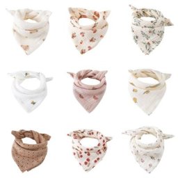 Bavoir en gaze pour bébé avec imprimé Floral confortable mousseline mouchoir pour le visage