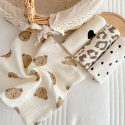 Serviette de toilette en mousseline de coton bavoir doux pour bébé tissu imprimé pour le visage