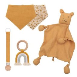Ensemble de cadeau de naissance pour bébé chaîne de sucette en bois arc-en-ciel poupée de couchage