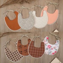 Bavoir en coton brodé Double face pour bébé serviette de salive pour nouveau-né 1 pièce