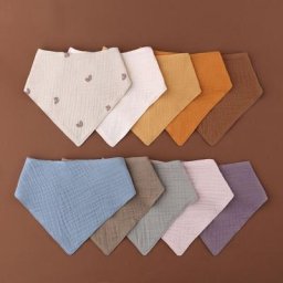 Bavoirs en coton pour bébé nouveau-né écharpe triangulaire de couleur unie serviette