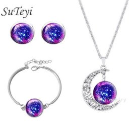 SUTEYI – ensemble de colliers breloques image artistique pendentif en cristal boucles