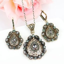 Neovisson-Ensembles de bijoux de mariée antiques indépendants boucles d'oreilles arabes collier