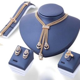 Ensemble de bijoux en cristal plaqué or pour femme collier en métal bracelet boucle d'oreille