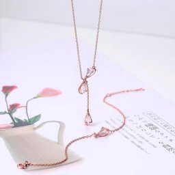MoBuy Sakura ensemble 925 en argent Sterling cerisier fleurs pétale Rose Quartz 18K plaqué or Rose