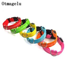 Collier LED réglable en nylon pour chien sécurité nocturne clignotant lueur harnais pour chien