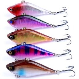 Leurre de pêche coulant au laser VIB avec hameçons vibrants appâts durs manivelle wobJeff basse