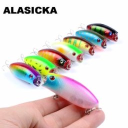 ALASICKA – appât dur artificiel avec hameçon 3D pour la pêche leurre pour attraper des poissons