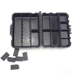 Petite boîte à outils de pêche noire à 26 compartiments étui de rangement pour matériel de pêche
