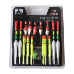 Ensemble de 15 flotteurs de pêche en mer bouée verticale Bobber taille assortie accessoire pour