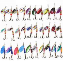 Kit de leurres de pêche avec cuillère rotative appâts artificiels hameçons à poisson en métal