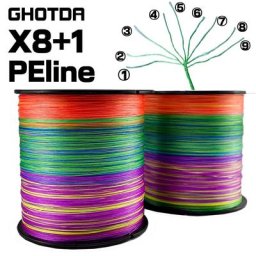 GHOTDA – fil de pêche 9 brins tresse PE résistant à l'abrasion pour pêche en eau douce et salée
