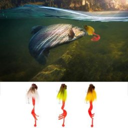 Leurres de pêche en eau douce et salée avec plume d'oiseau appâts souples multi-articulés eau