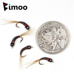 Bimoo-Tête de perle de tungstène 4 pièces #14 paon nymphe mouche