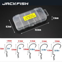 JACKFISH-Lot de 50 hameçons à ressort en acier au carbone crochet à manivelle #2-#3/0 pour appât