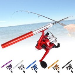 Mini stylo de pêche de poche télescopique en alliage d'aluminium accessoires de pêche à la roue de
