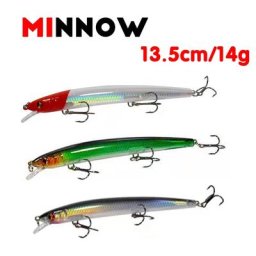 Leurre de pêche au vairon 13.5cm 14g 1 pièce faux appâts longue portée eau flottante 10