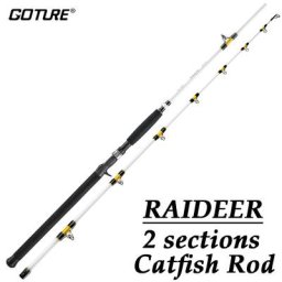 Goture – canne à pêche professionnelle en 2 sections 2.13m/2.28m pour pêche au poisson-chat en