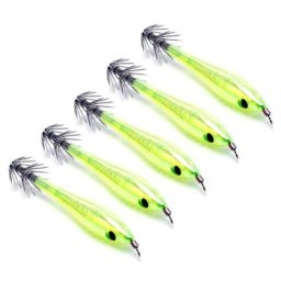 Lot de 5 leurres lumineux phosphorescents pour la pêche au calmar à la seiche