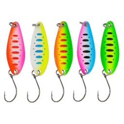 5Pcs Métal Appâts De Pêche Dur Cuillère Paillettes Leurre avec Crochet Simple
