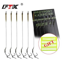 FTK-Hameçons Leader pour la pêche à la carpe 18.5cm 6-8 pièces avec ligne 30-60lb 2/4/6/8 #