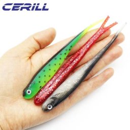 Cerill-Leurre de pêche souple en silicone avec queue de fourche appât ÉlwobJeff réaliste pour