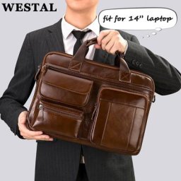 WESTAL-Sac en Cuir group pour Homme Sacoche à Bandoulière Étui Bombes pour Ordinateur Portable de
