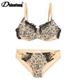Ensemble DE Lingerie Sexy en dentelle avec nœud imprimé sous-vêtements décoratifs Push Up